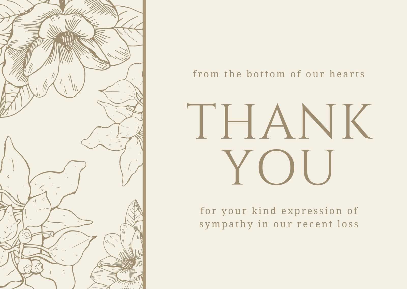 Brown Floral Sympathy Thank You Card – Templatescanva In Sympathy Thank You Card Template