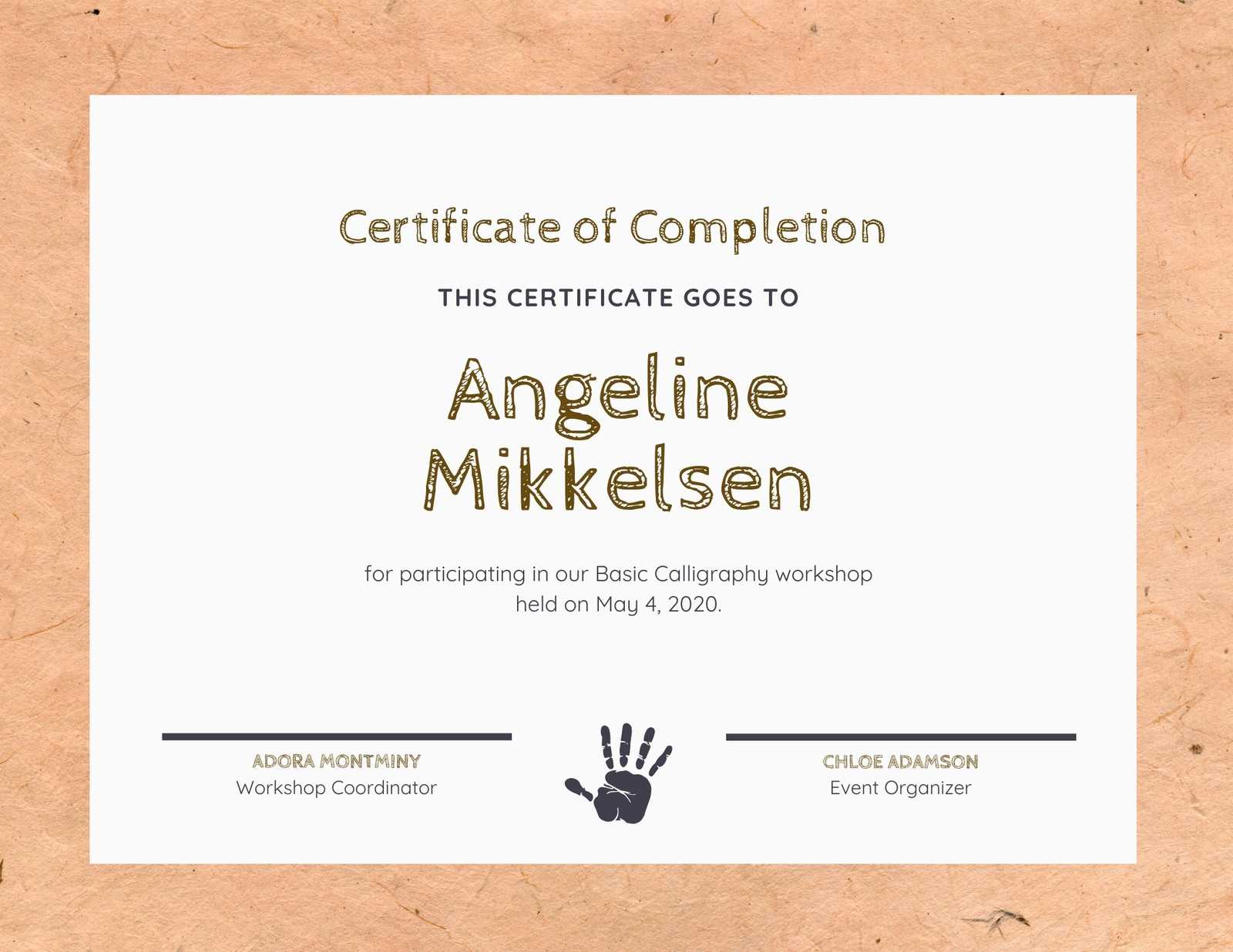 Brown Paper Workshop Certificate – Templatescanva With Workshop Certificate Template