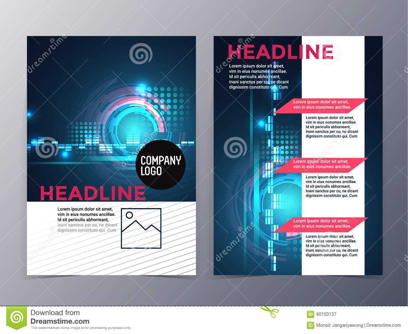 Business And Technology Brochure Design Template Vector Tri Within Technical Brochure Template