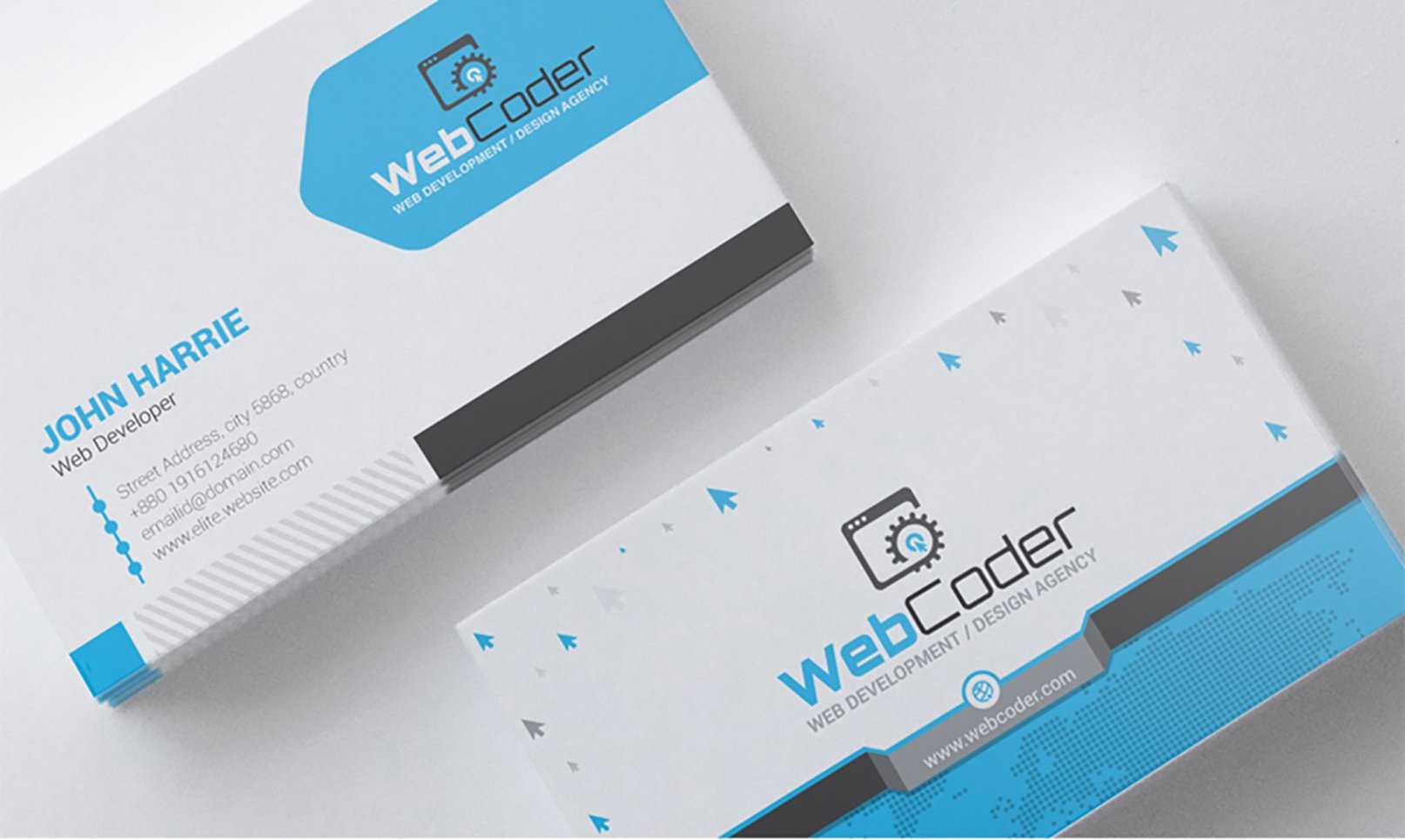'business Card Design For Web Design And Developer' – Адаптивний Psd Шаблон  №66306 Regarding Psd Visiting Card Templates