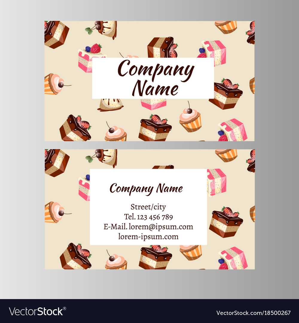 Business Card Design Template With Tasty Cakes For Cake Business Cards Templates Free