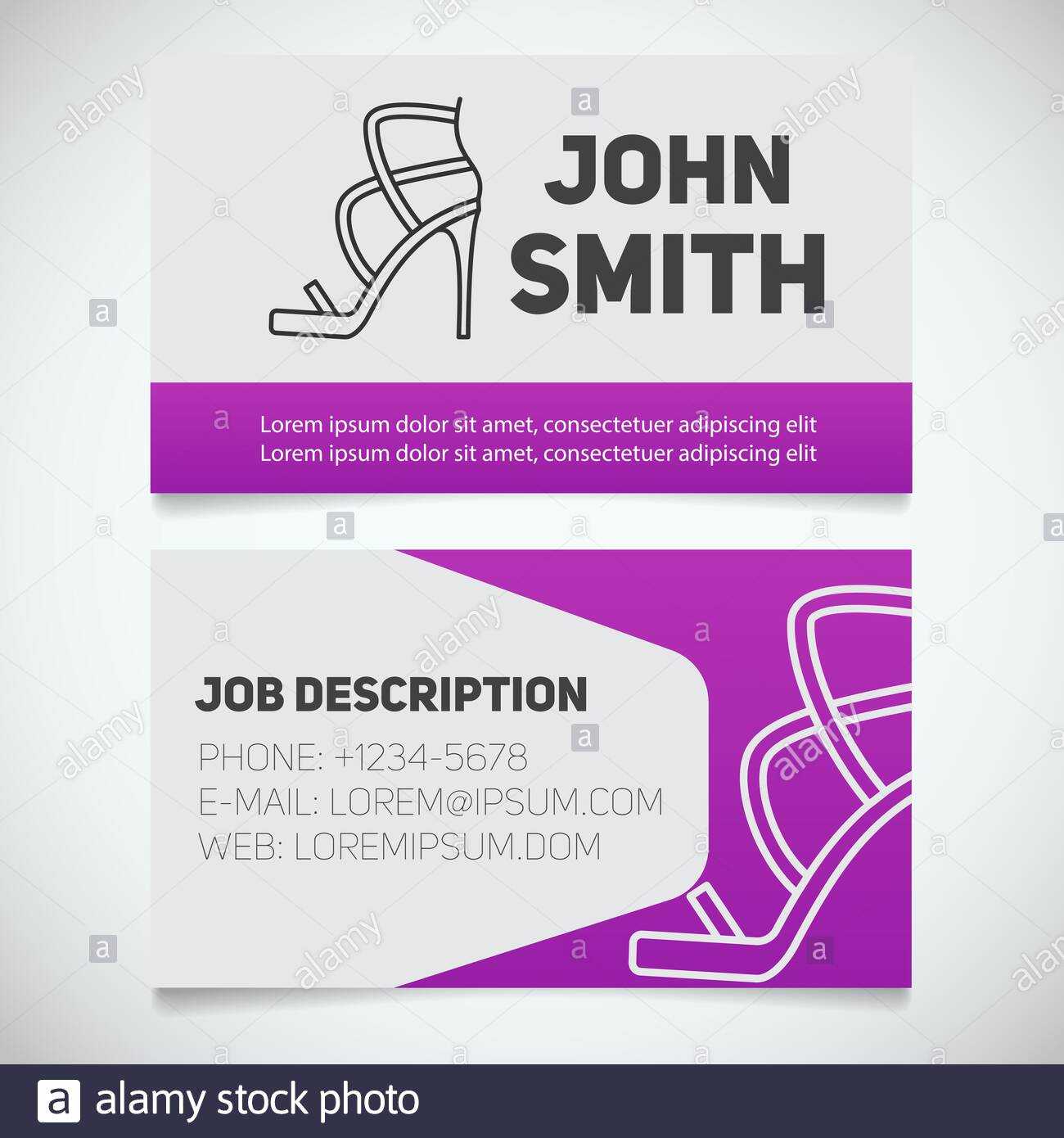 Business Card Print Template With High Heel Shoe Logo Pertaining To High Heel Shoe Template For Card