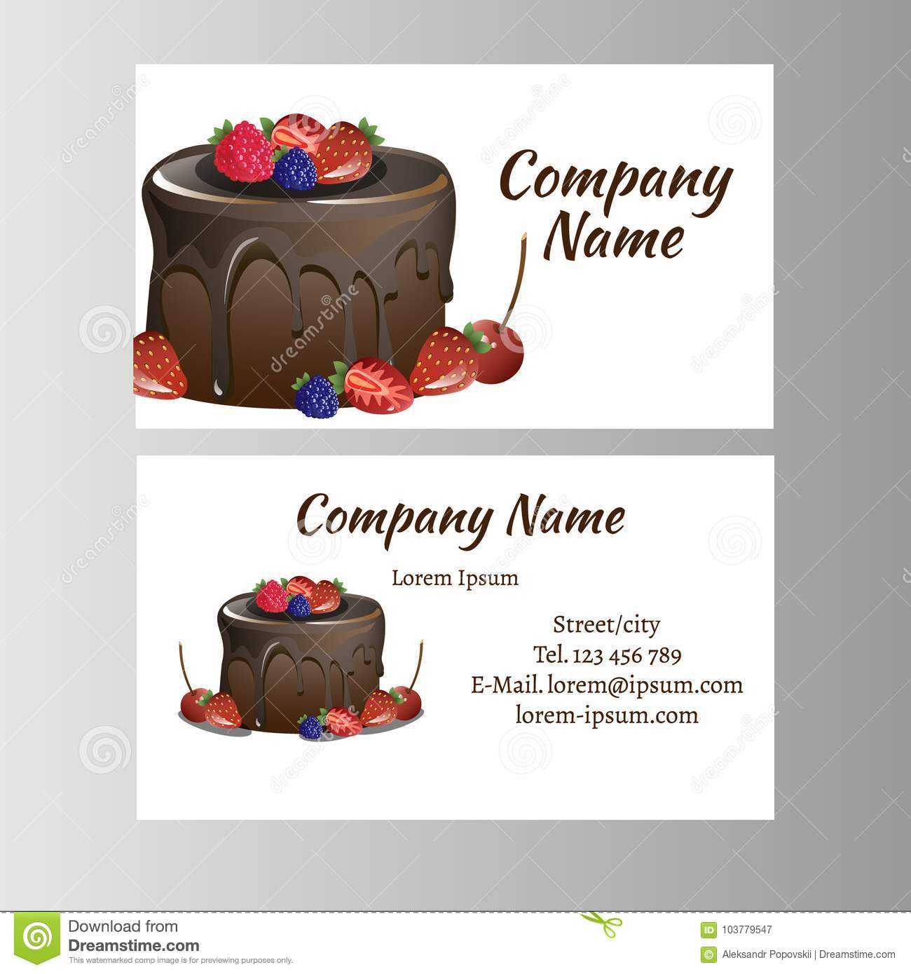 Business Card Template For Bakery Business. Stock Vector Regarding Cake Business Cards Templates Free