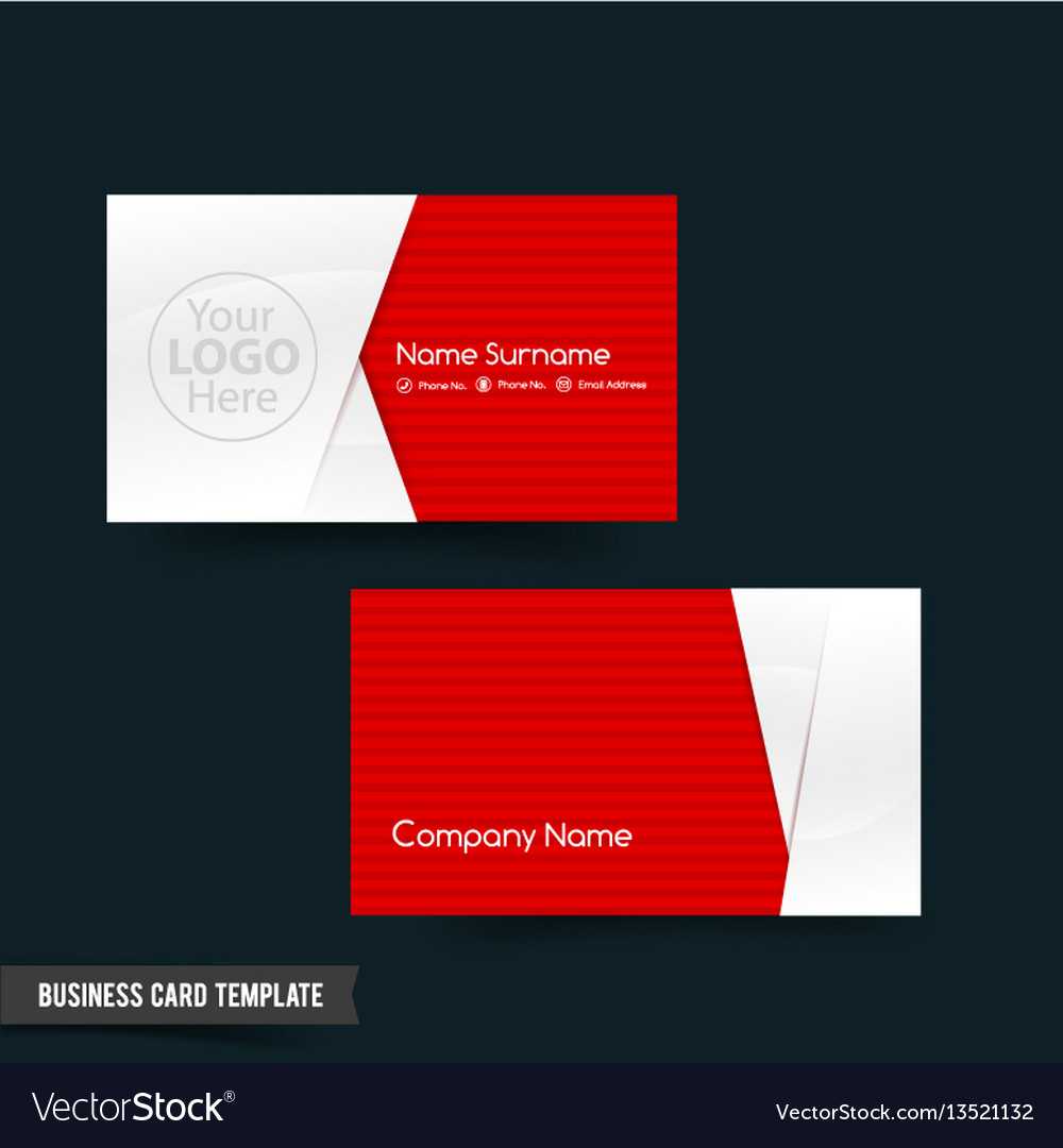Business Card Template Set 64 Red And White Basic With Regard To Template For Calling Card