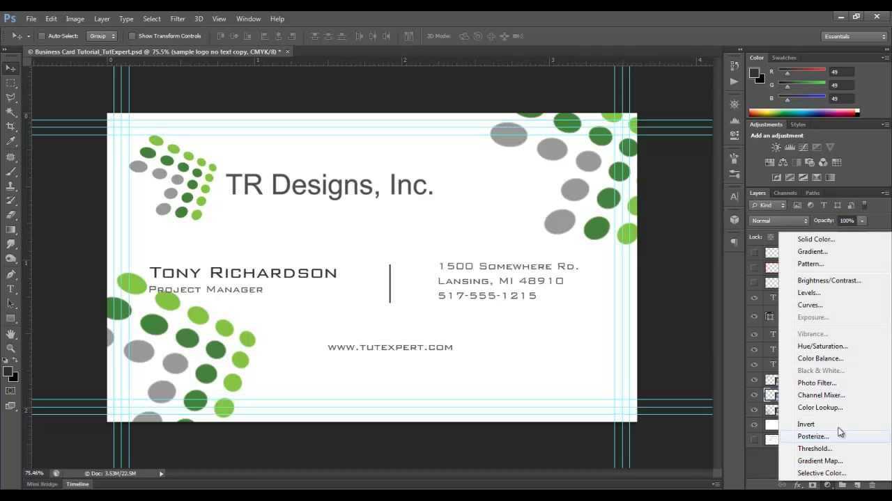 Business Card Tutorial – Create Your Own – Photoshop In Business Card Size Photoshop Template