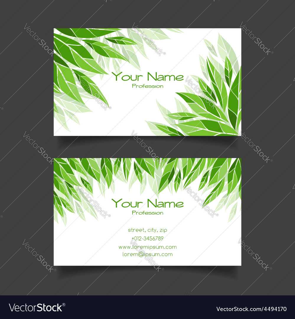 Business Card With Green Leaves Template Intended For Christian Business Cards Templates Free