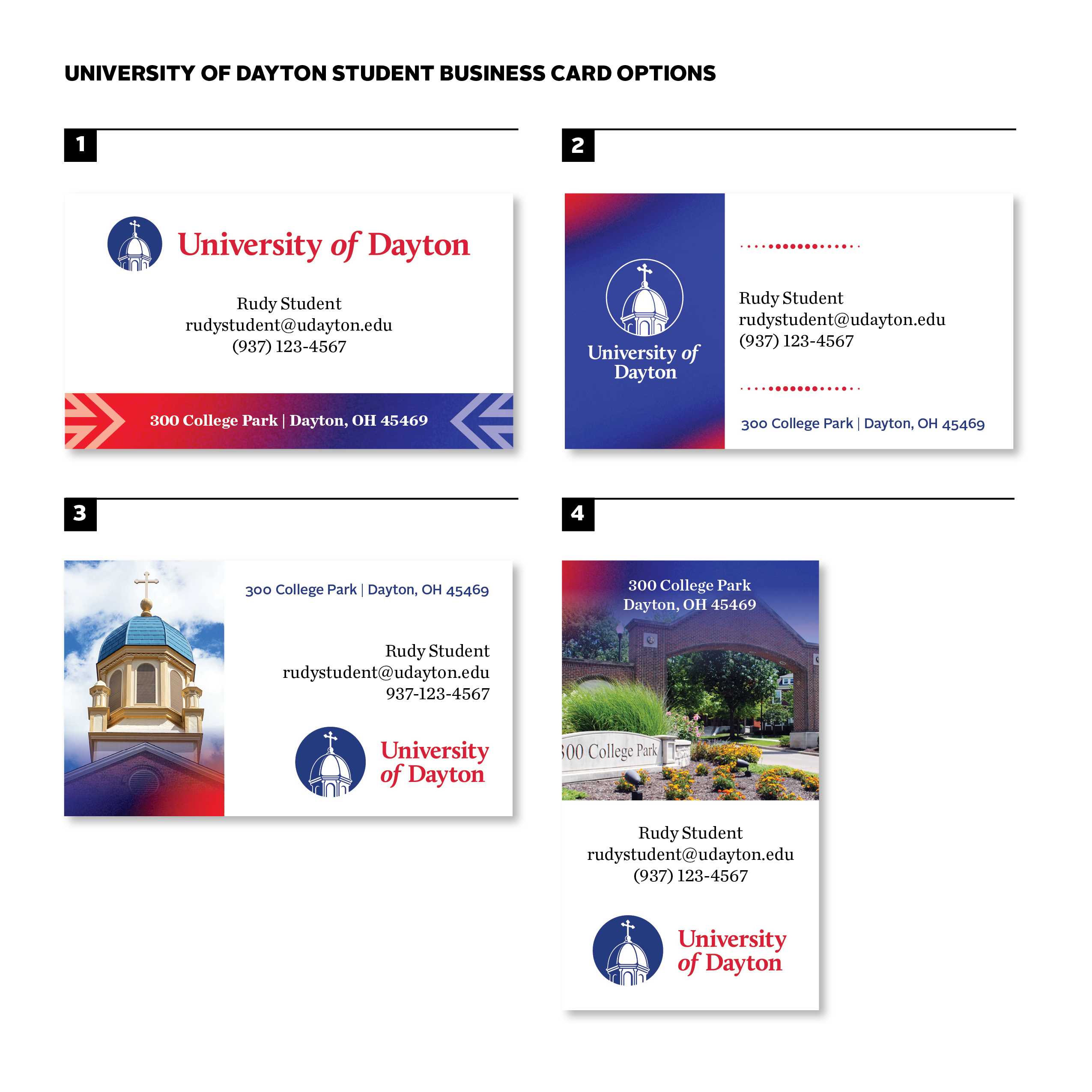 Business Cards : University Of Dayton, Ohio Inside Graduate Student Business Cards Template