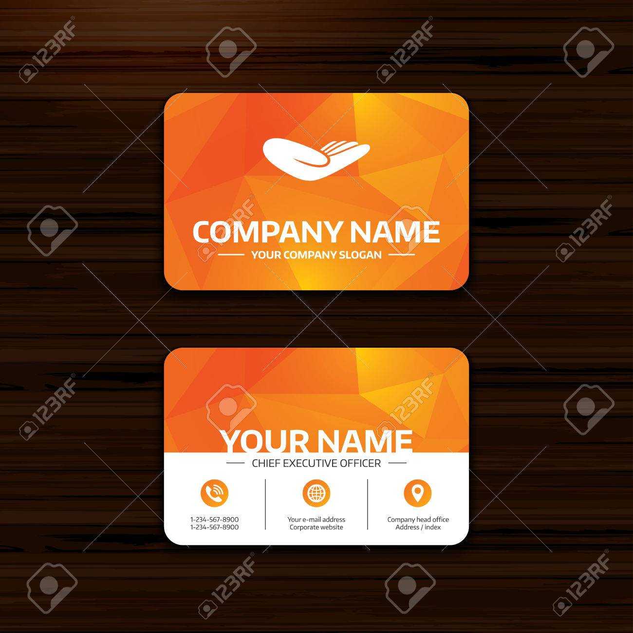 Business Or Visiting Card Template. Donation Hand Sign Icon Pertaining To Donation Card Template Free