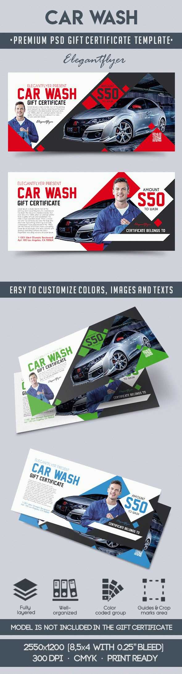 Car Wash – Premium Gift Certificate Psd Template Inside Automotive Gift Certificate Template