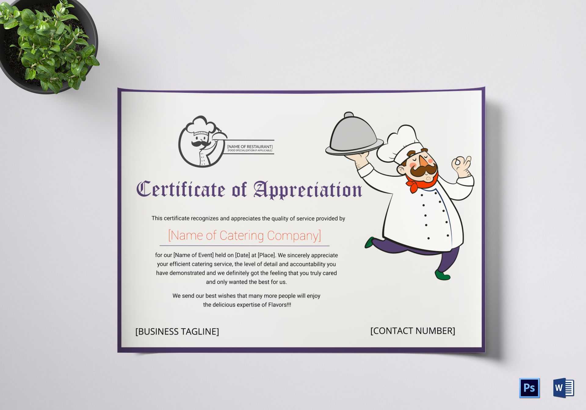 Catering Thank You Certificate Template Regarding Mock Certificate Template
