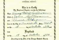 Catholic Baptism Certificate Template ] - Church throughout Roman Catholic Baptism Certificate Template
