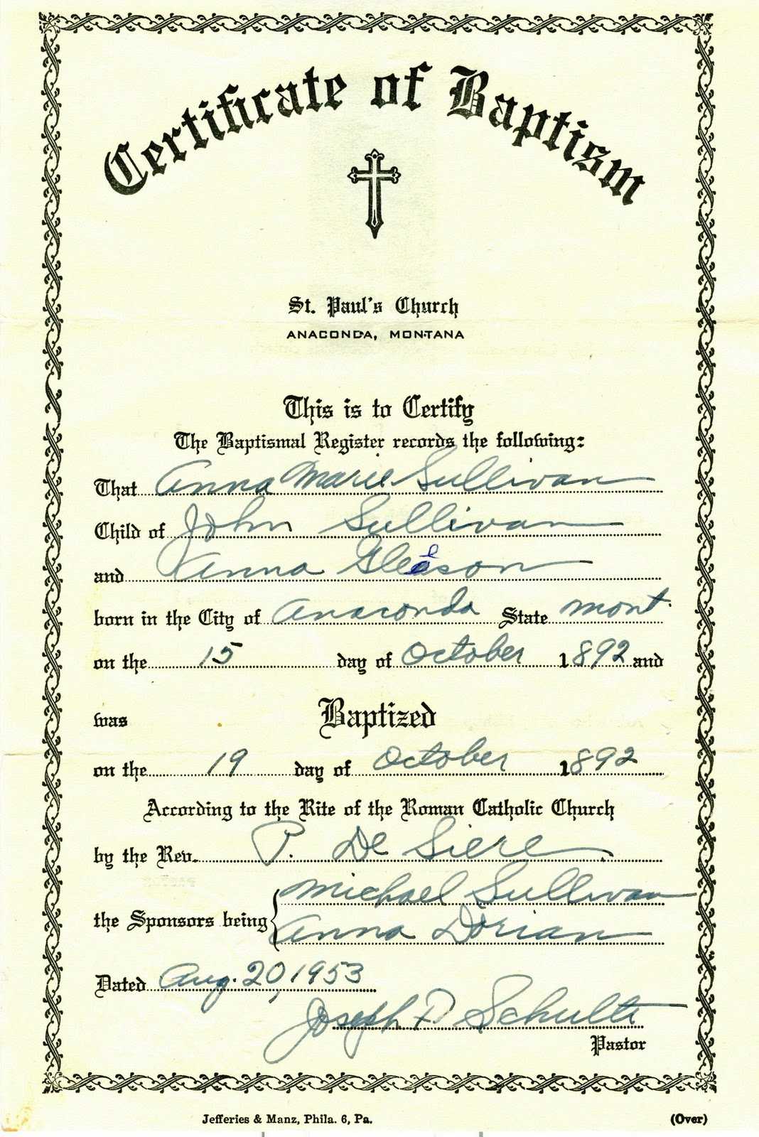 Catholic Baptism Certificate Template ] - Church Throughout Roman Catholic Baptism Certificate Template