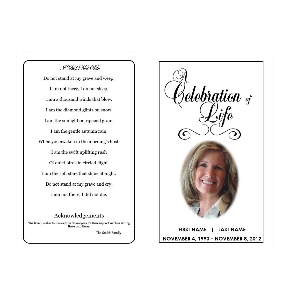 Celebration Of Life Template – Calep.midnightpig.co In Memorial Brochure Template