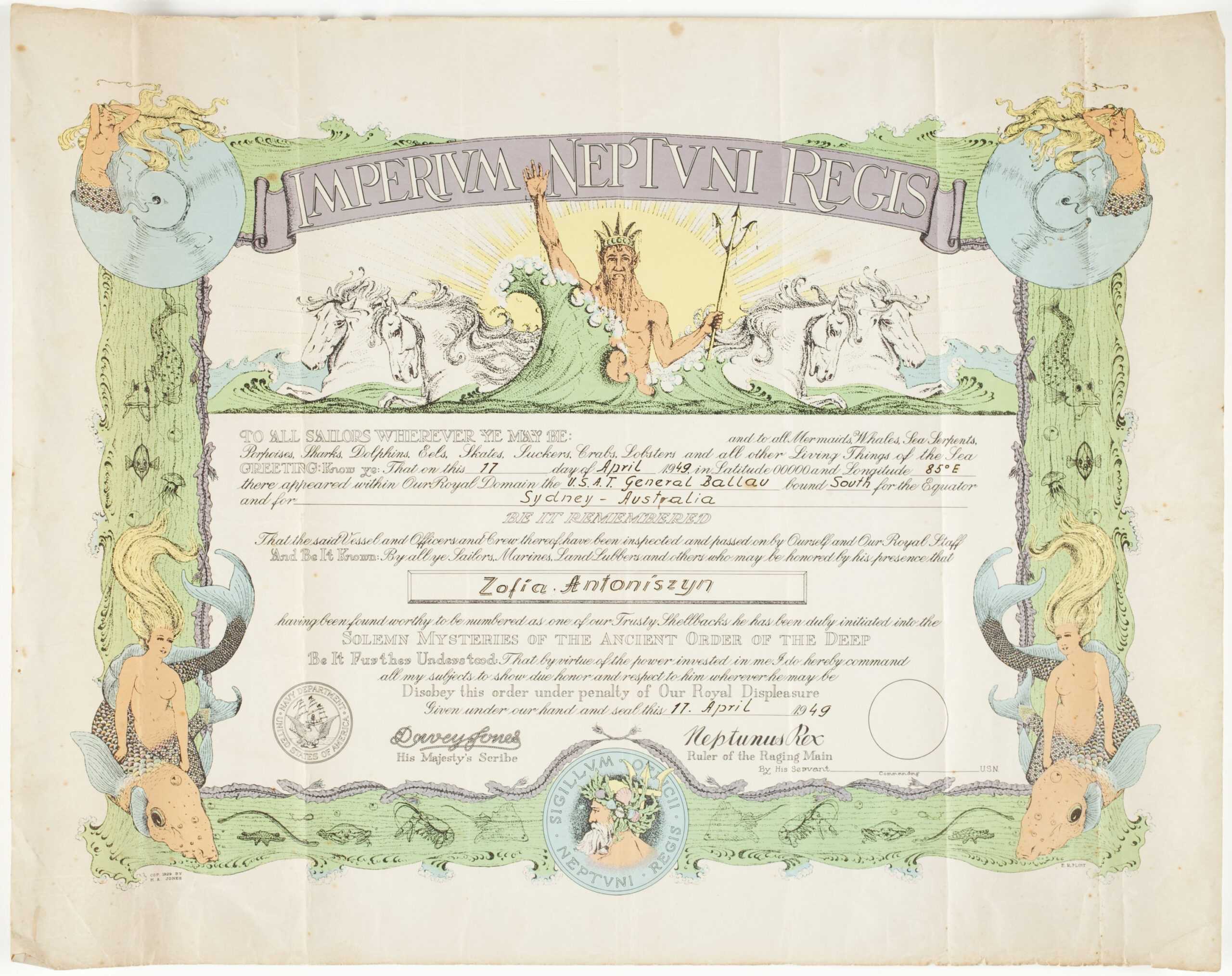 Certificate – Crossing The Equator, Issued To Zofia Within Crossing The Line Certificate Template