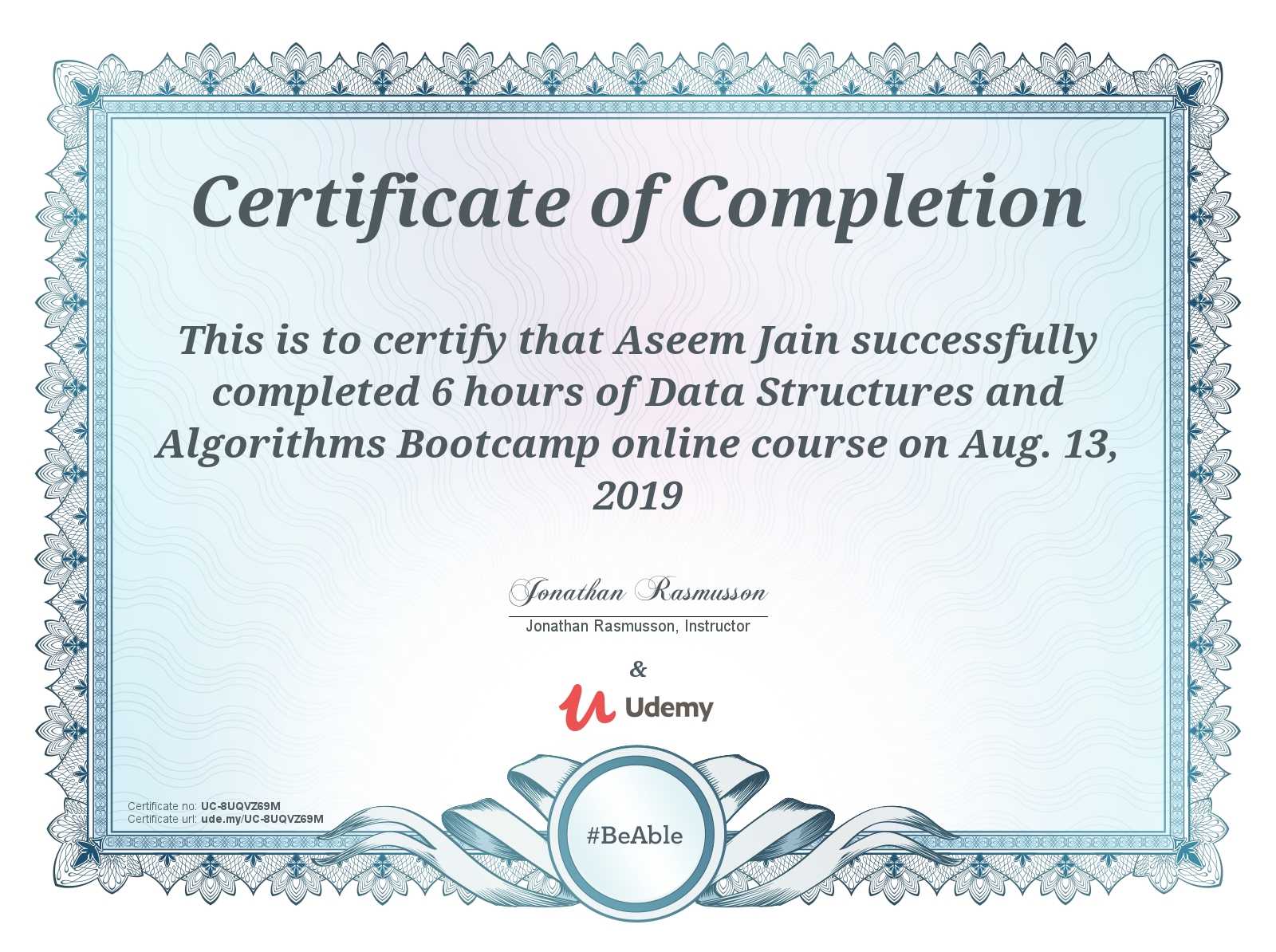 Certificate: Data Structures And Algorithms Bootcamp In Boot Camp Certificate Template