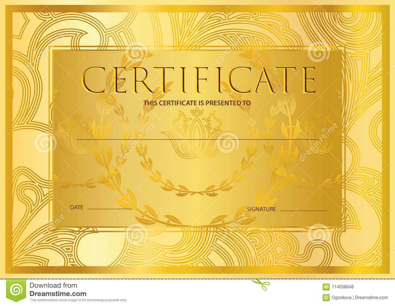 Certificate, Diploma Golden Design Template, Colorful Inside Certificate Scroll Template