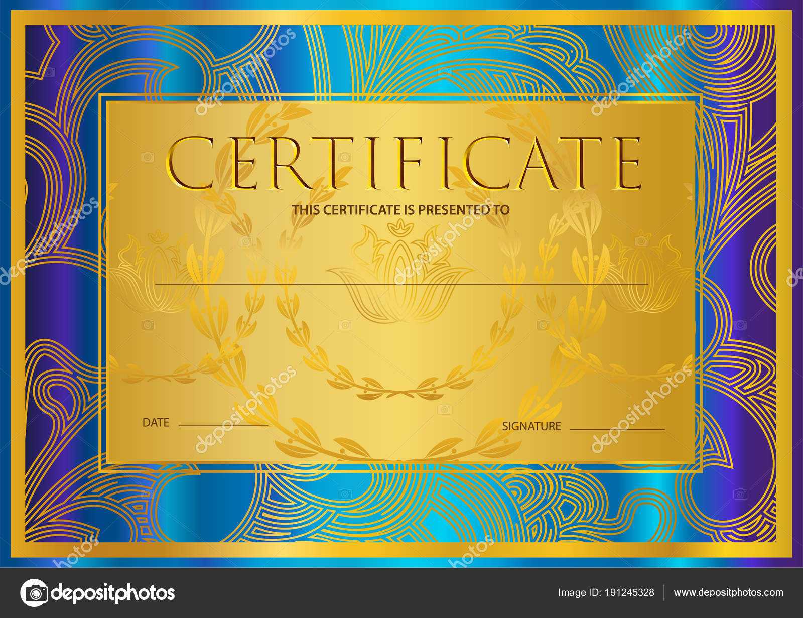 Certificate Diploma Golden Design Template Colorful Pertaining To Certificate Scroll Template