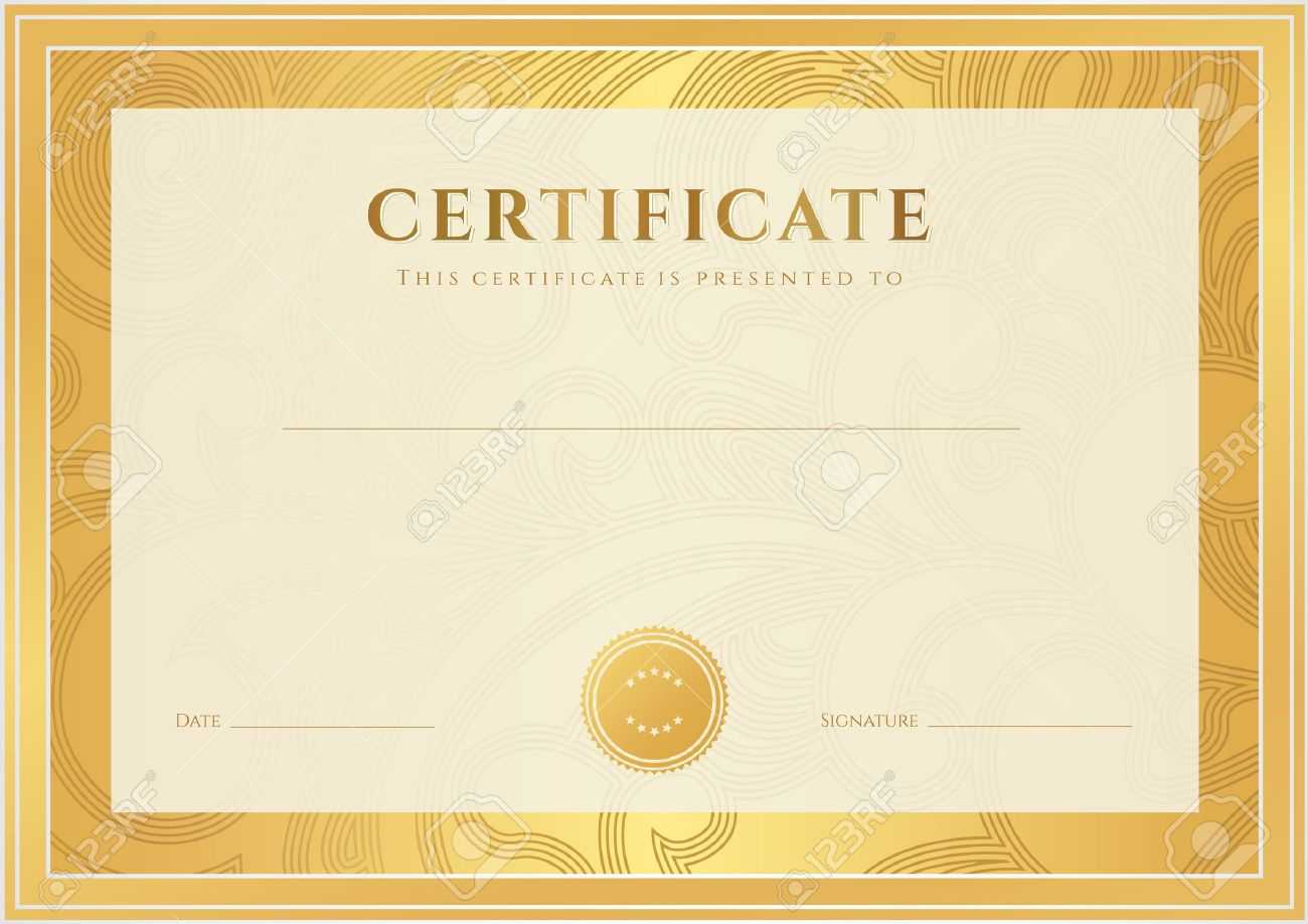 Certificate, Diploma Of Completion Template, Background Gold.. Inside Certificate Scroll Template