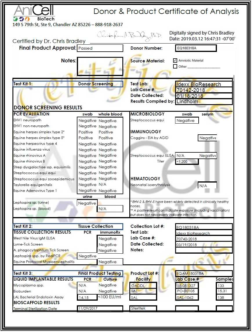 Certificate Of Analysis Template – Anicell Biotech Within Certificate Of Analysis Template