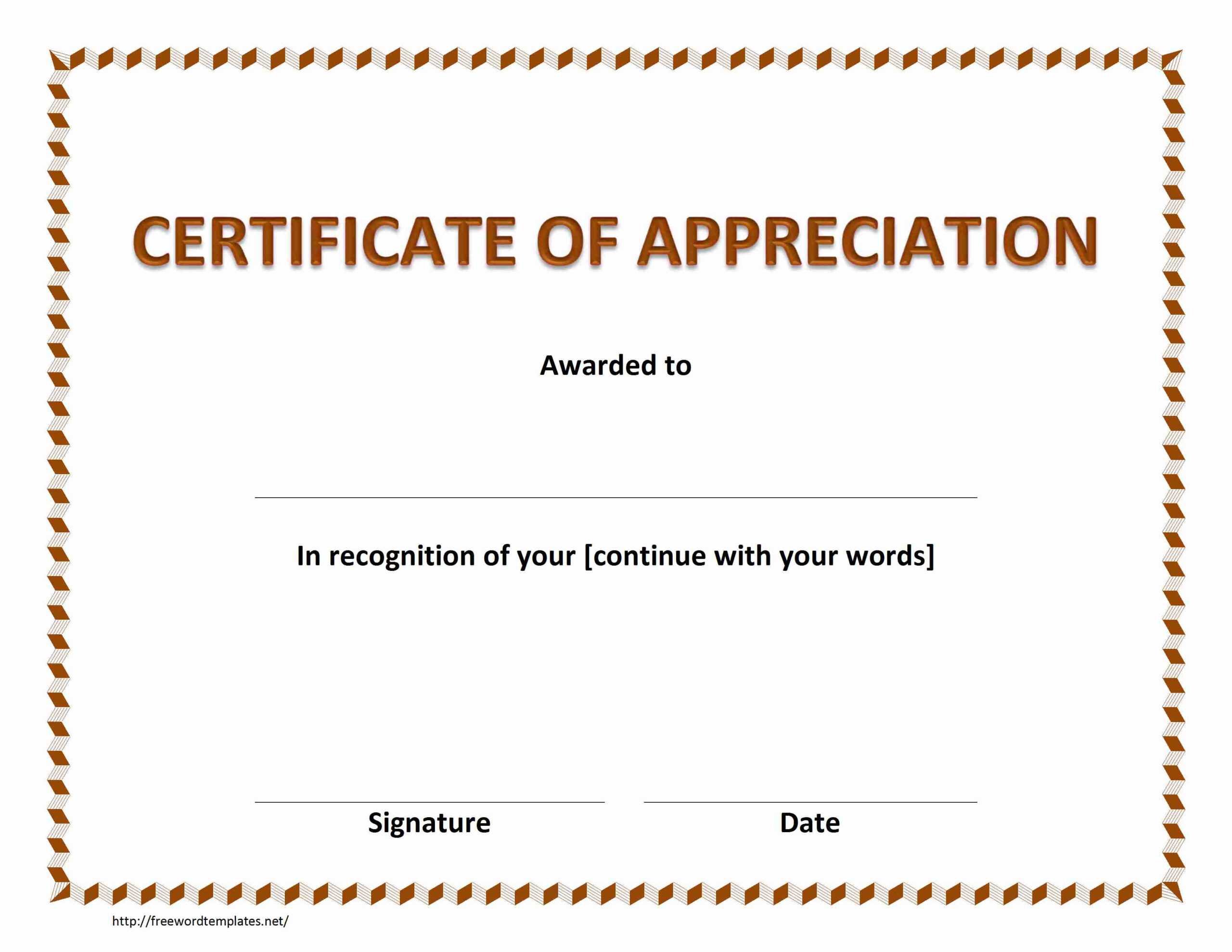 Certificate Of Appreciation Docs In Certificate Of Appreciation Template Doc