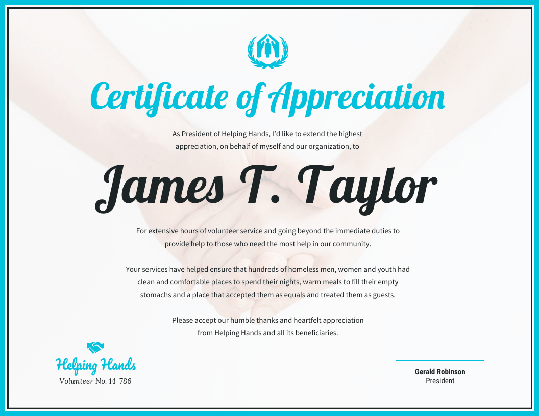 Certificate Of Appreciation In Certificates Of Appreciation Template