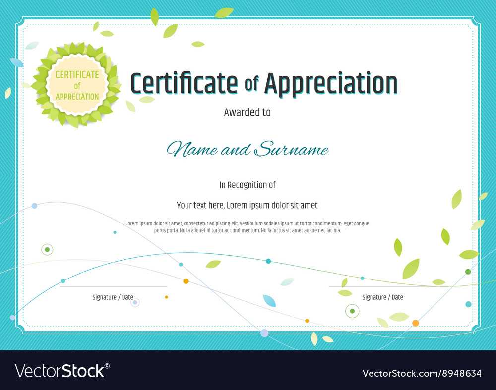 Certificate Of Appreciation Template Nature Theme Within Free Template For Certificate Of Recognition