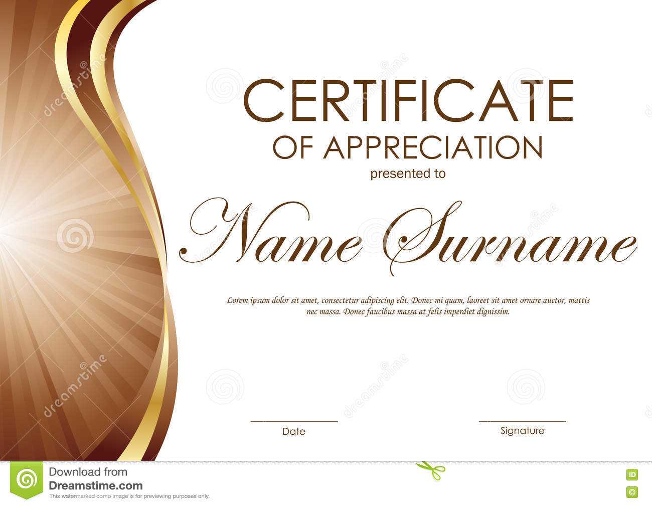 Certificate Of Appreciation Template Stock Vector Intended For Free Certificate Of Appreciation Template Downloads