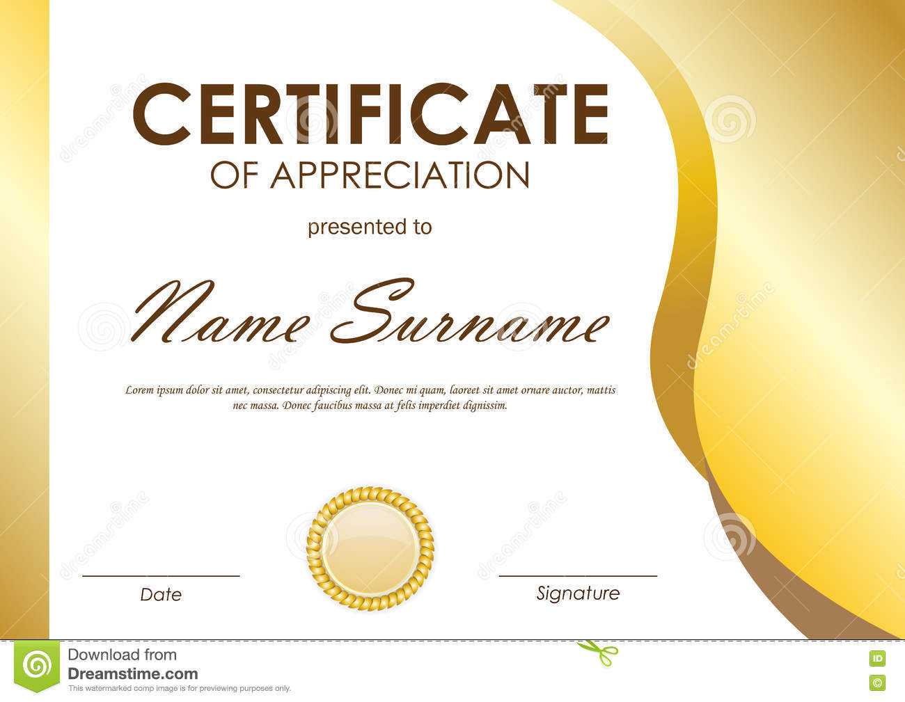 Certificate Of Appreciation Template Stock Vector With Certificates Of Appreciation Template