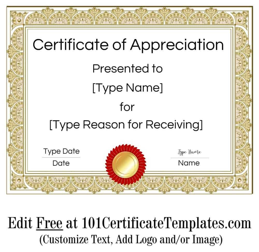 Certificate Of Appreciation With Certificates Of Appreciation Template
