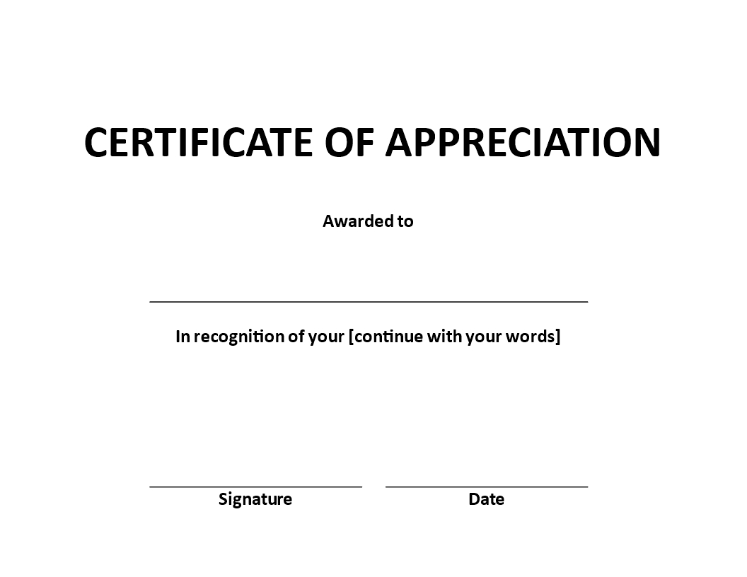 Certificate Of Appreciation Word Example | Templates At In Template For Certificate Of Appreciation In Microsoft Word