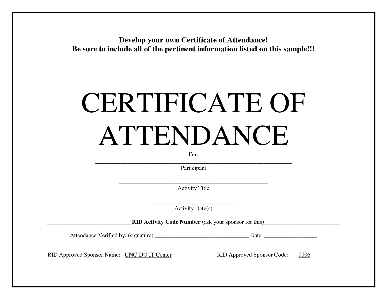 Certificate Of Attendance Template Word Free - Calep In Perfect Attendance Certificate Template