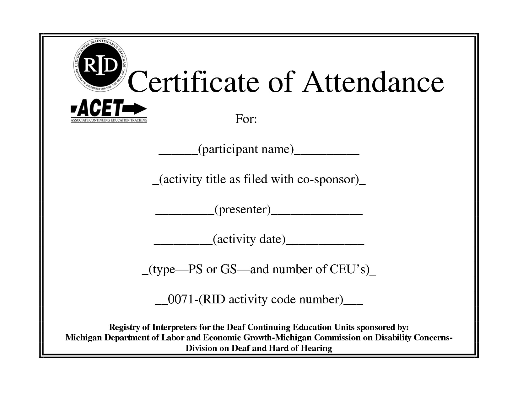 Certificate Of Attendance Template Word Ukran Agdiffusion Within Attendance Certificate Template Word