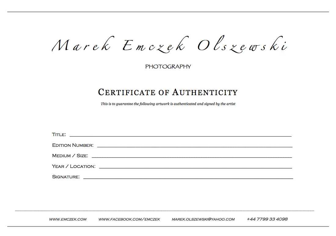 Certificate Of Authenticity Photography Template – Dalep Intended For Certificate Of Authenticity Photography Template