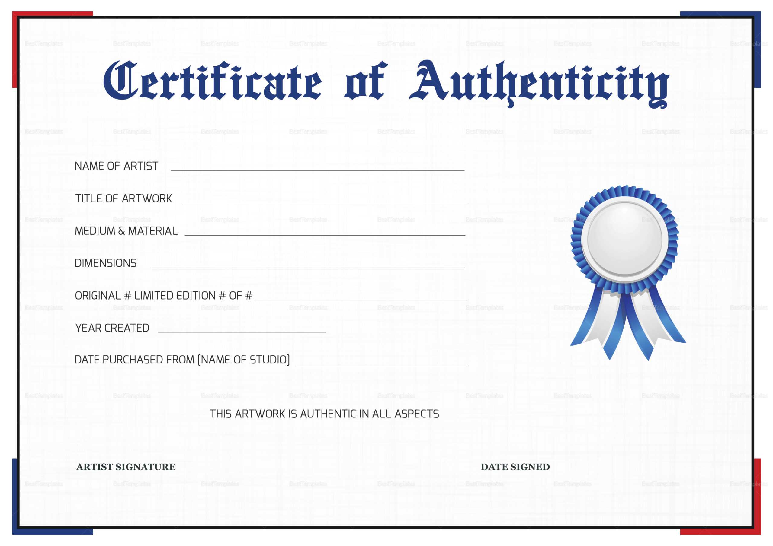 Certificate Of Authenticity Template – Calep.midnightpig.co Regarding Certificate Of Authenticity Photography Template