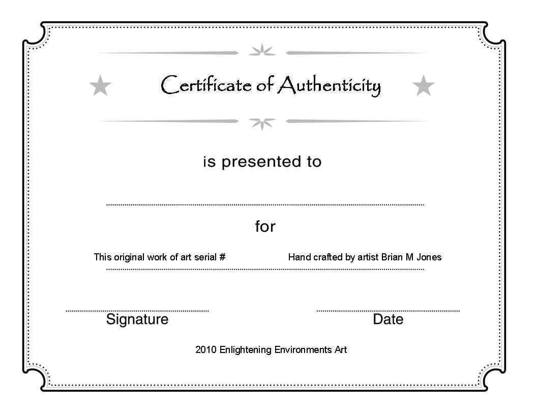 Certificate Of Authenticity Template – Calep.midnightpig.co Throughout Free Art Certificate Templates