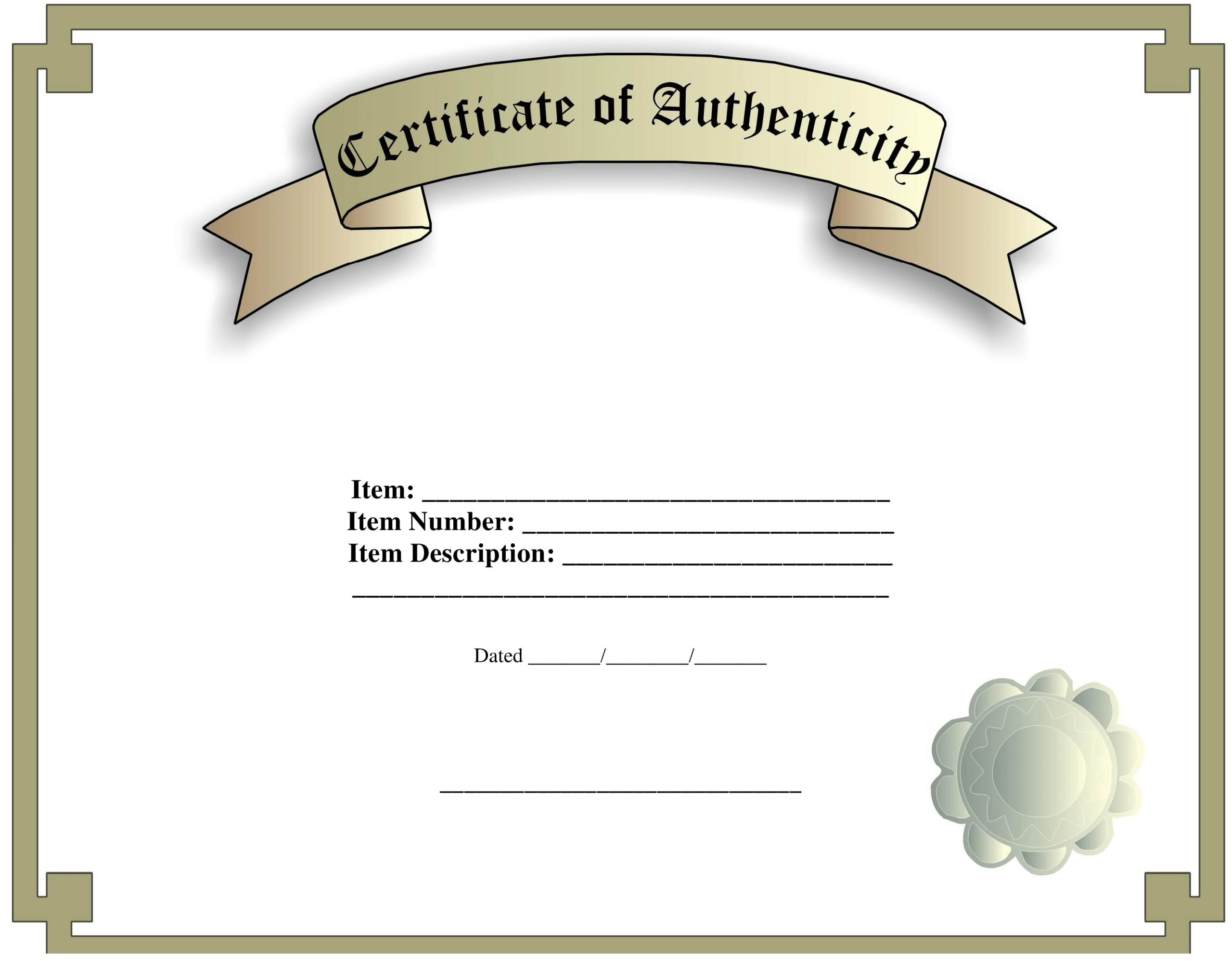 Certificate Of Authenticity Template | Templates At Intended For Certificate Of Authenticity Template