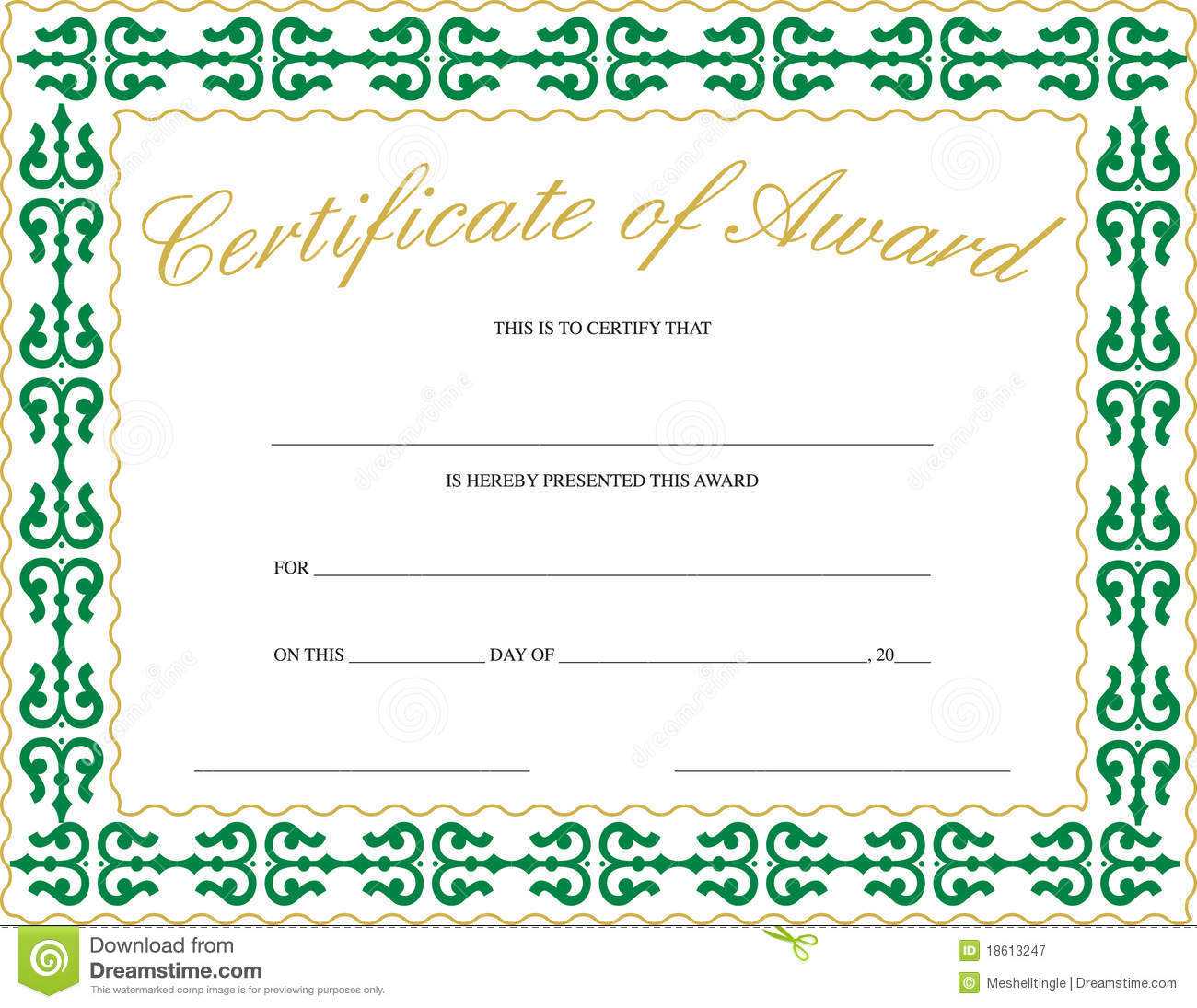 Certificate Of Award Stock Vector. Illustration Of Paper With Generic Certificate Template