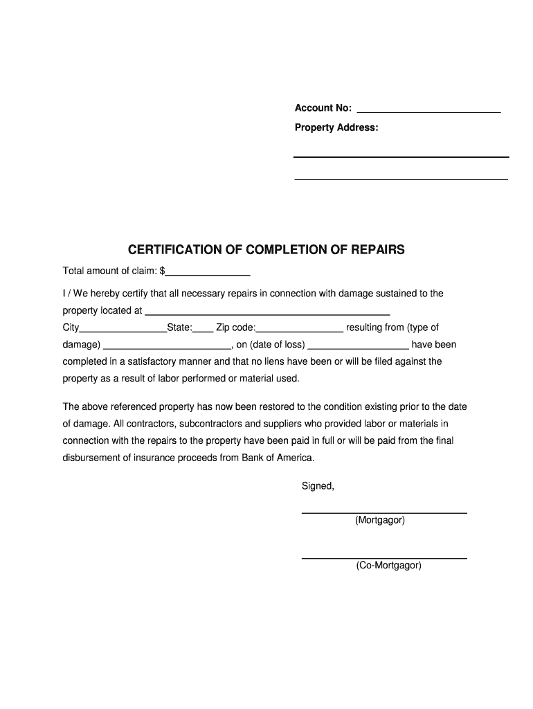 Certificate Of Completion For Insurance Purposes – Fill In Certificate Of Completion Template Construction