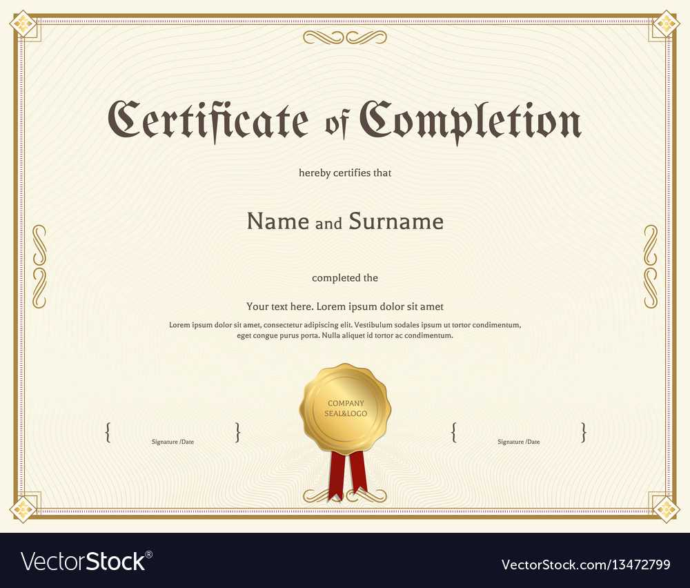Certificate Of Completion Template In Vintage With Regard To Certification Of Completion Template