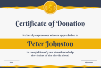 Certificate Of Donation Template in Donation Certificate Template