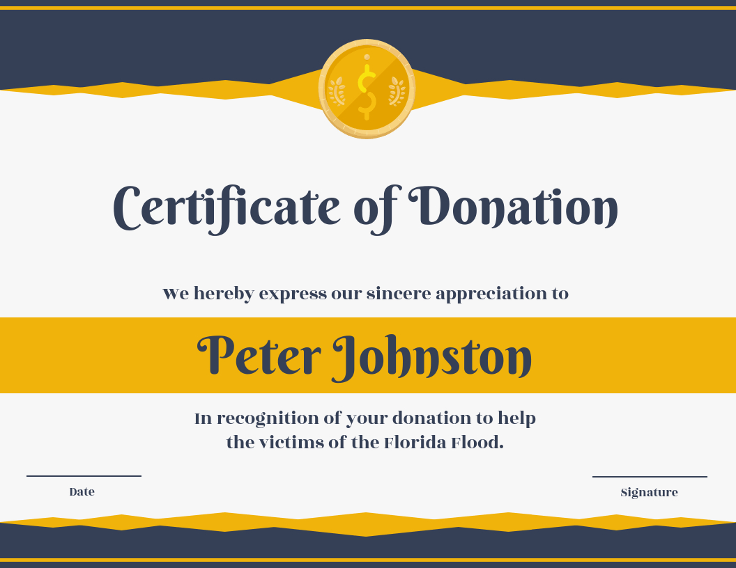 Certificate Of Donation Template In Donation Certificate Template
