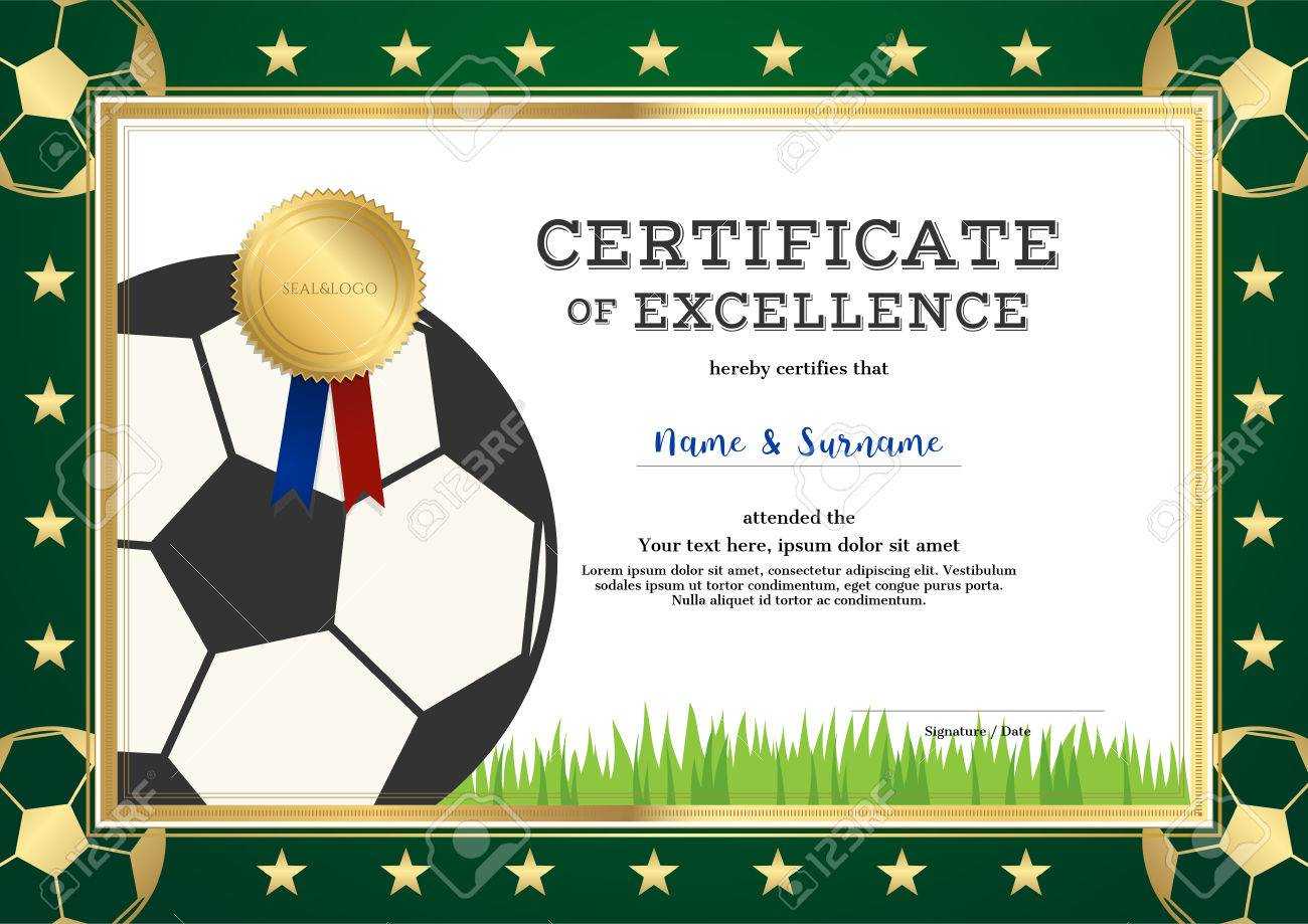 Certificate Of Excellence Template In Sport Theme For Football.. Regarding Football Certificate Template