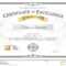 Certificate Of Excellence Template With Gold Award Ribbon On Regarding Certificate Of Excellence Template Free Download
