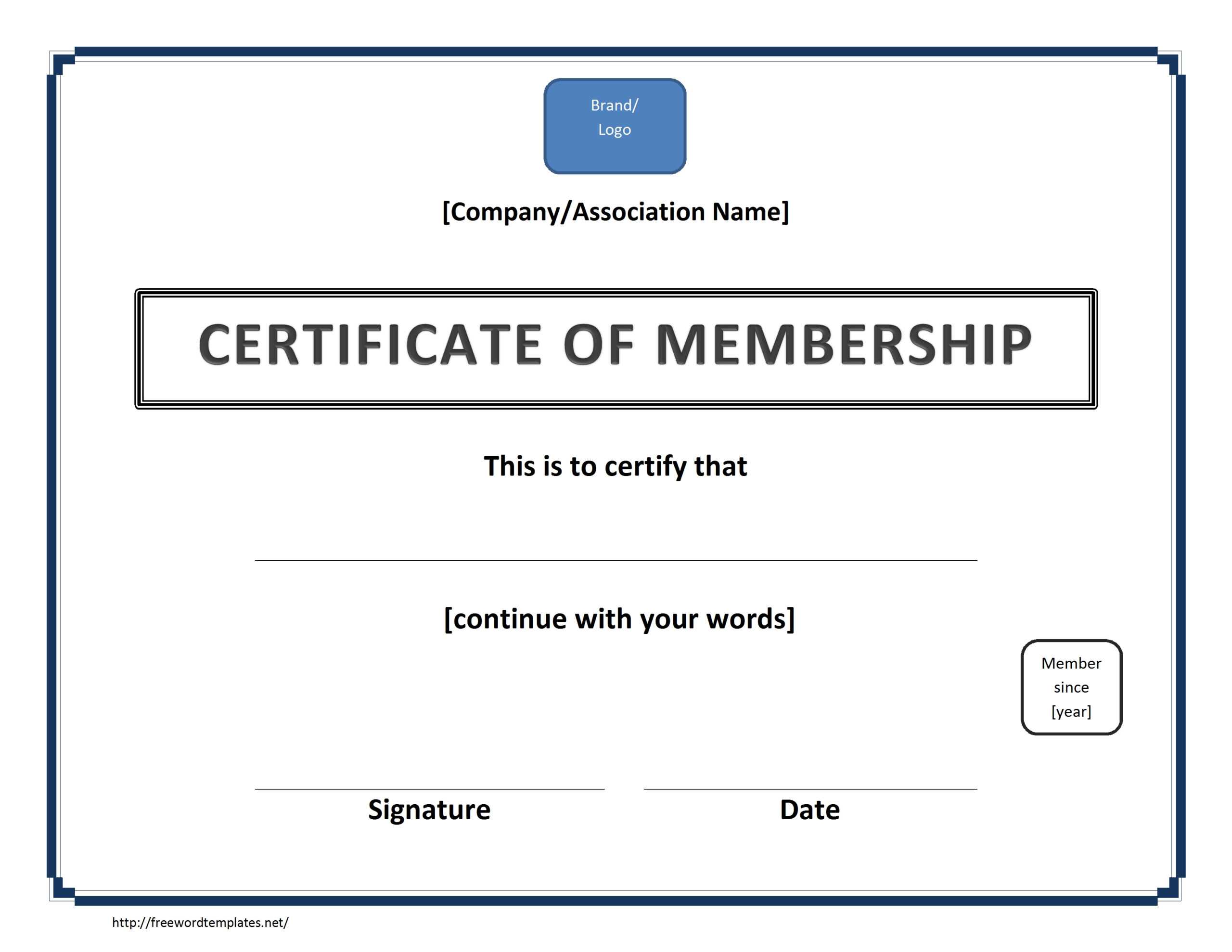 Certificate Of Membership Template Within New Member Certificate Template