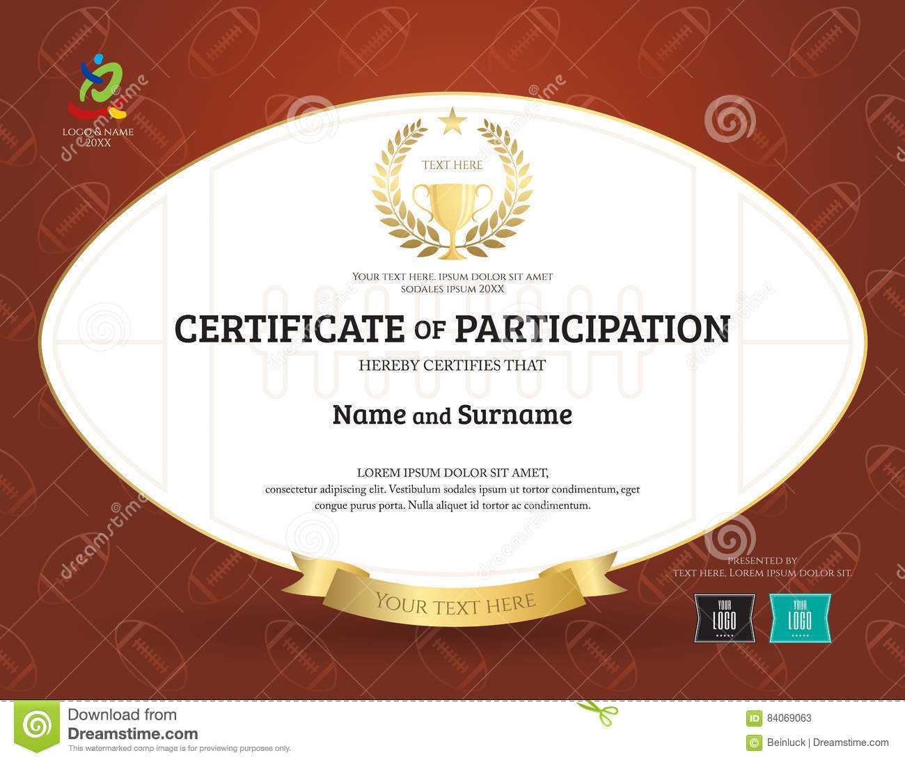 Certificate Of Participation Template In Sport Theme With Inside Rugby League Certificate Templates