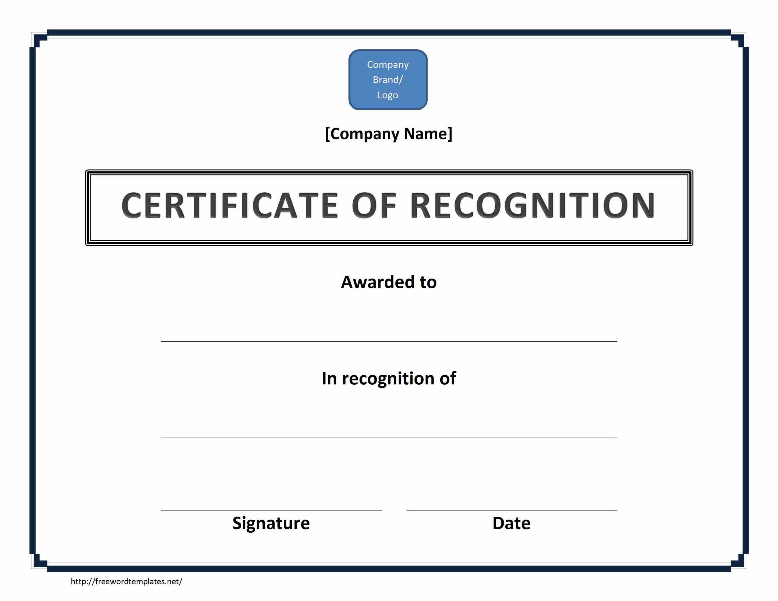 Certificate Of Recognition Doc File In Certificate Of Participation Template Doc