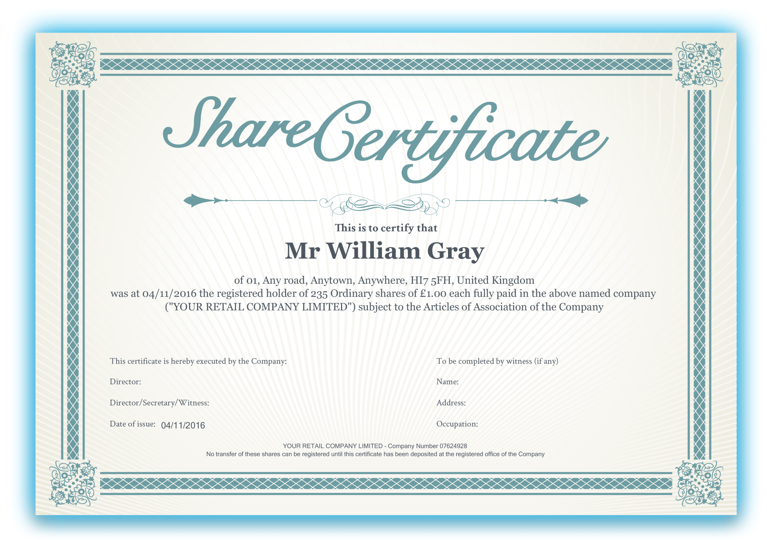 Certificate Of Share – Dalep.midnightpig.co Intended For Corporate Share Certificate Template