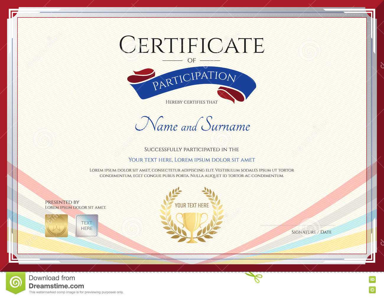 Certificate Template For Achievement, Appreciation Or Regarding Conference Participation Certificate Template