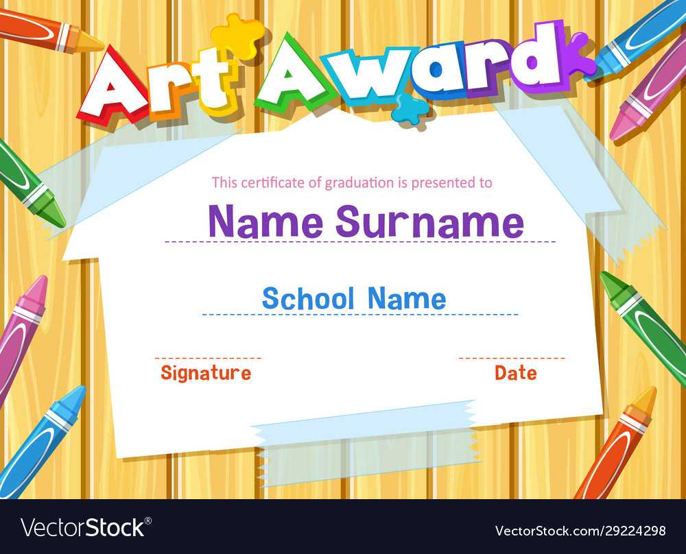 Certificate Template For Art Award With Crayons Regarding Art Certificate Template Free