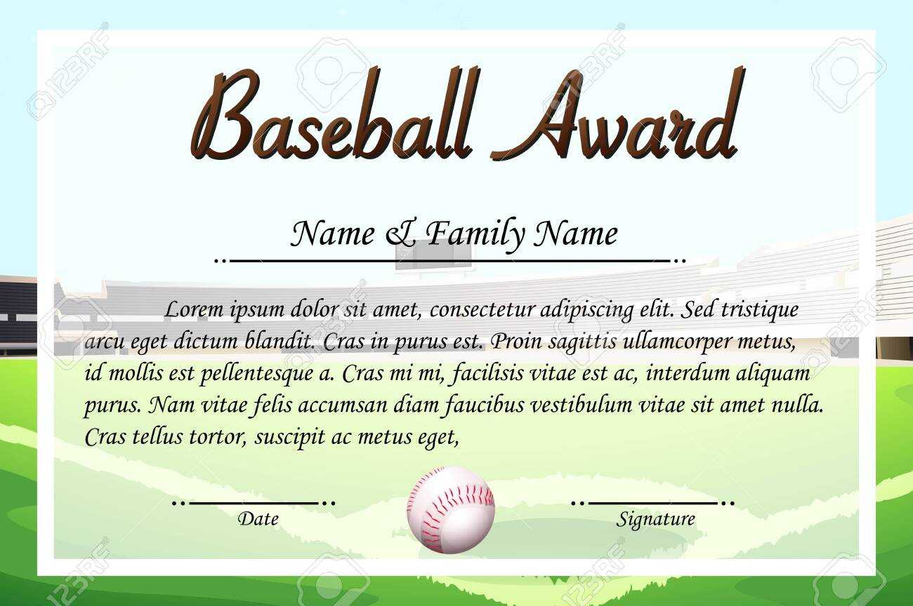 Certificate Template For Baseball Award Illustration For Softball Award Certificate Template